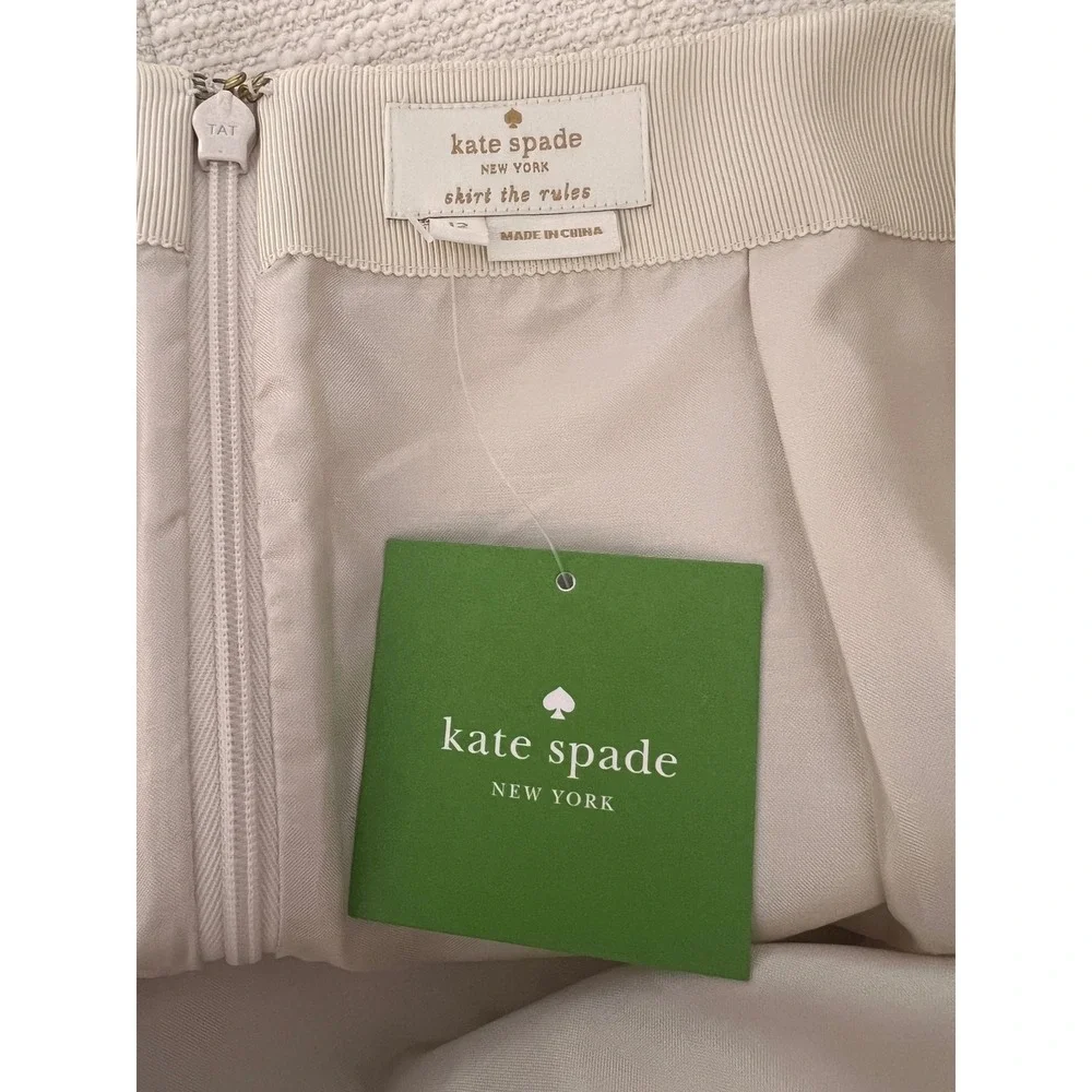 Kate Spade Women's 12 Scallop Tweed Mini Skirt Sand Dune Beige Black Career